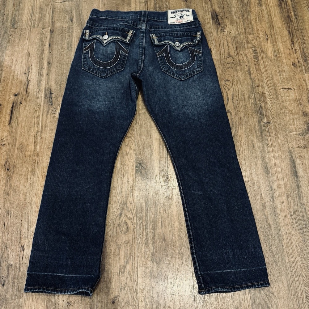True Religion Men's Jeans 32 World Tour Straight Dark Wash Flap Pocket USA Y2K